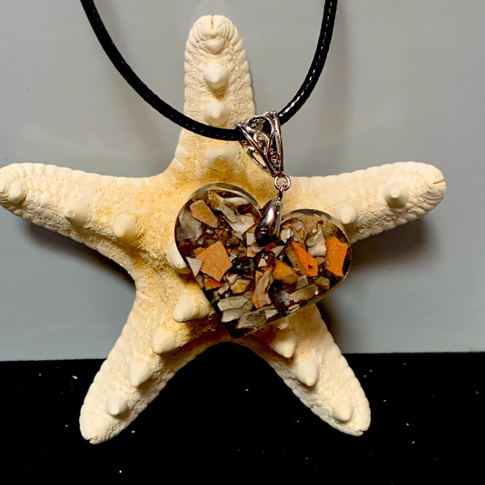 Dark Crab Shell Pendant with Necklace
